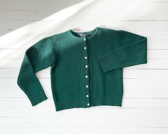 green wool sweater 90s vintage Bavarian style boiled wool cardigan