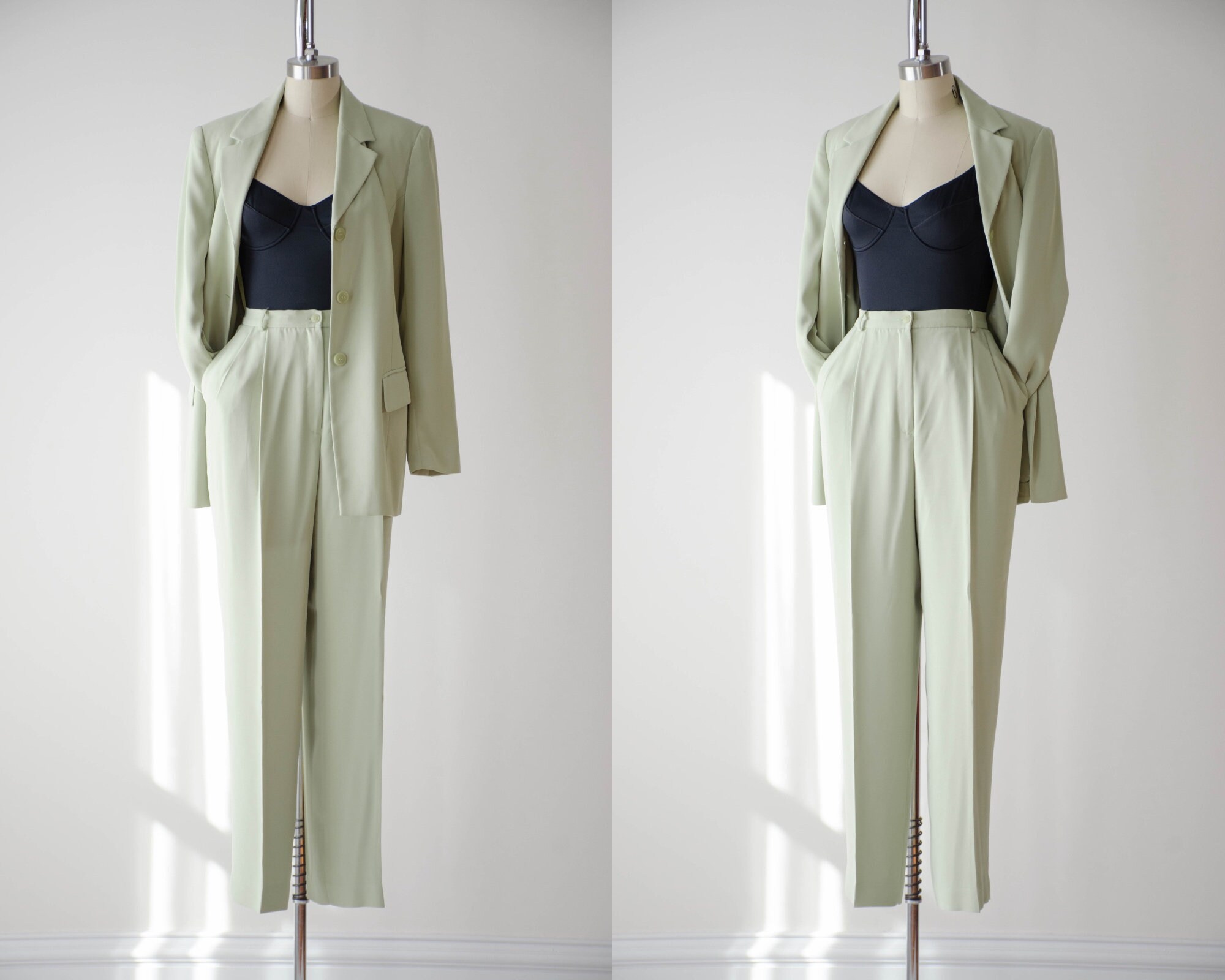 Light Green Suit 80s 90s Vintage Light Green Dark Academia - Etsy