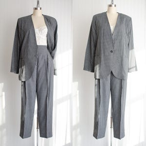 black plaid suit 80s 90s vintage flannel pants suit pantsuit