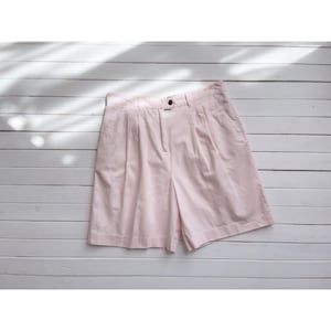 Basic Editions vtg high waist pastel pink cotton khaki pleated trouser shorts