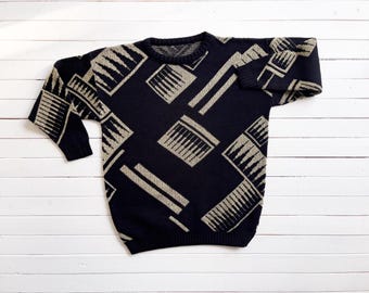 black gold sweater 80s vintage metallic sparkly sweater