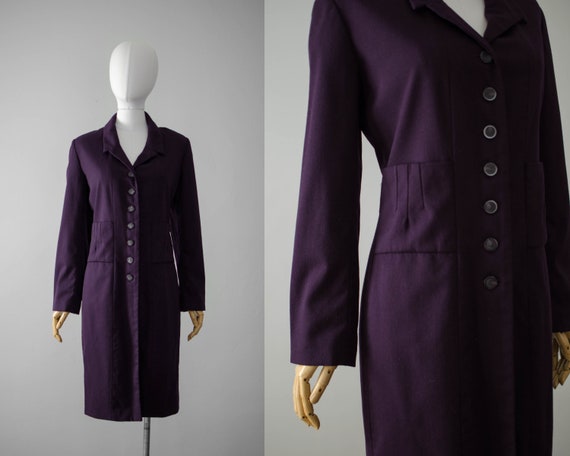 purple wool coat | long wool coat | minimal coat |