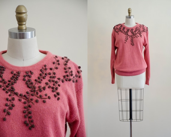 pink angora sweater | pink silk sweater | pink flo