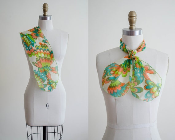 psychedelic scarf | 1970s neck scarf - image 1