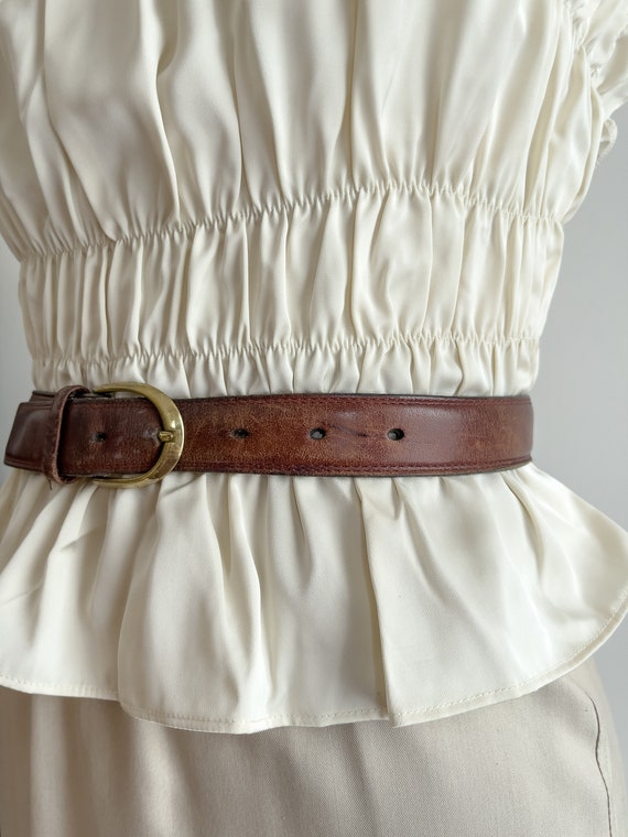 brown leather belt 80s 90s vintage leather belt - image 5