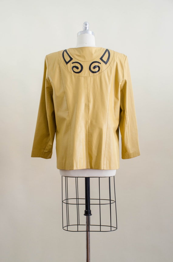 yellow leather jacket | 80s 90s plus size vintage… - image 6