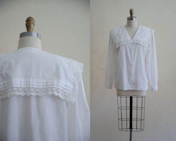 Edwardian style blouse | white cotton blouse | whi