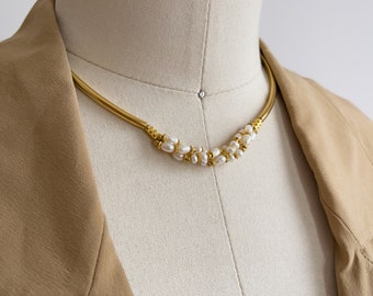 gold choker necklace vintage pearl collar necklace