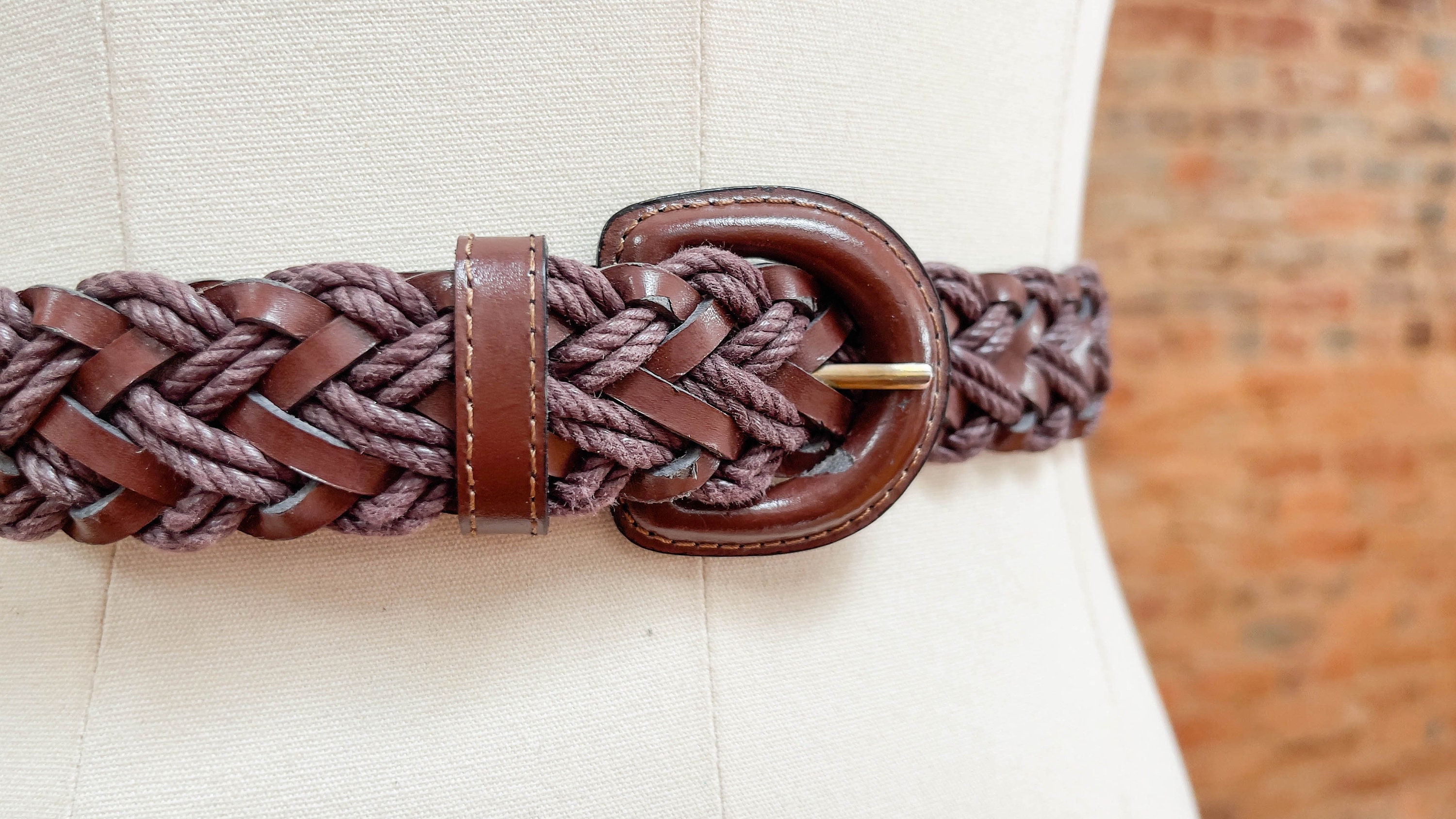 Brown Braided Leather Belt 90s Vintage Woven Leather Belt - Etsy
