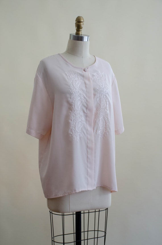 pink embroidered blouse | 80s vintage pastel pink… - image 5