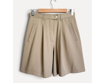 Nicklaus Faltenshorts, hoher Bund, Khakibraun, weites Bein, Größe 8, Mikrofaser, Golf
