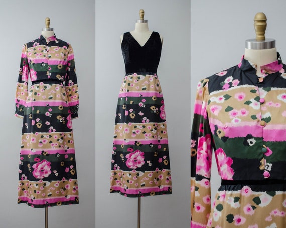 1960s maxi dress set | floral dress set