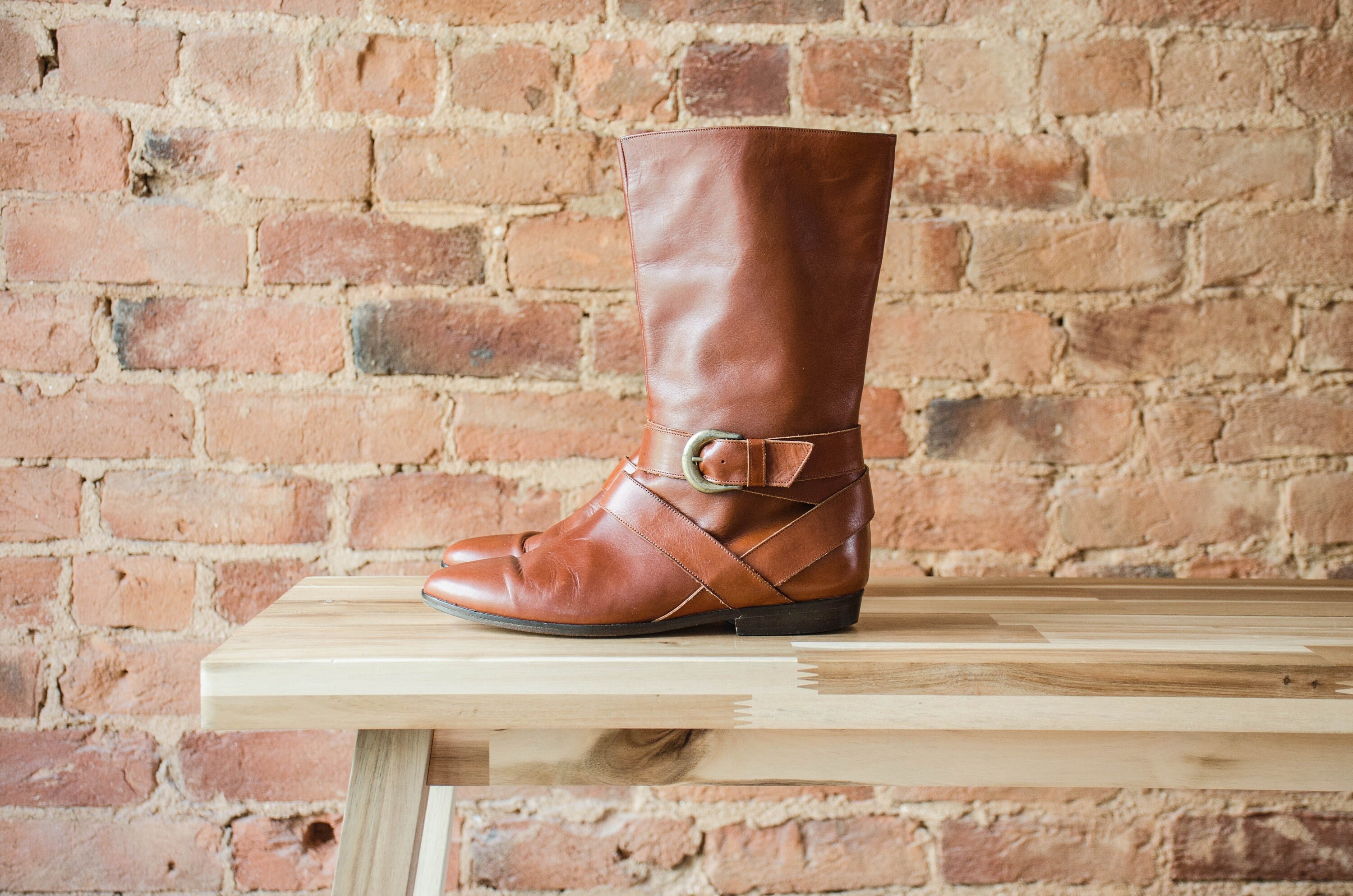 leather boots flat heel