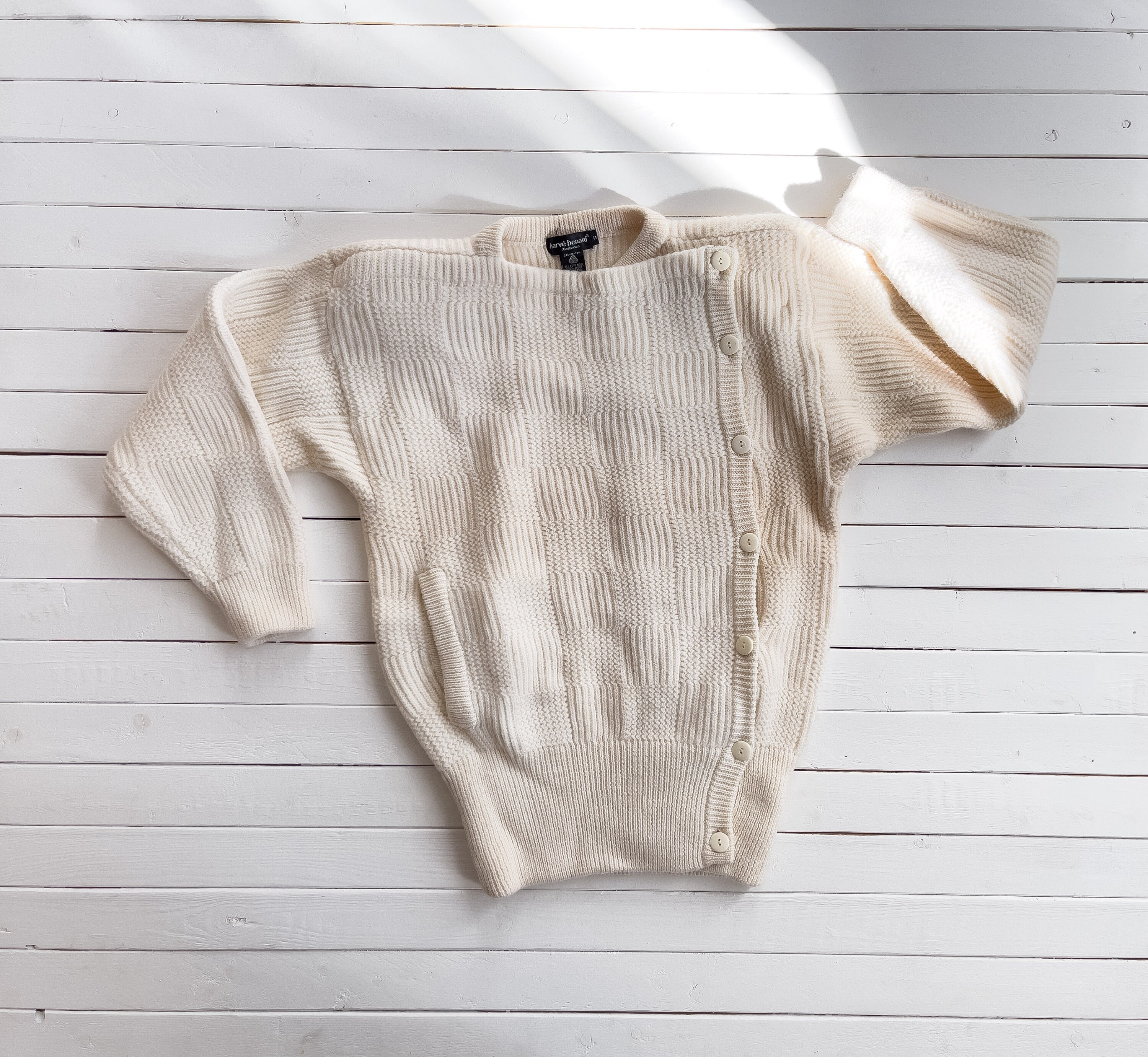 Cream Wool Sweater 80s Vintage Harve Benard White Warm Wool Knit Cardigan Etsy