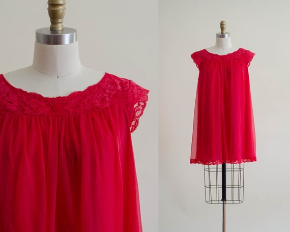 red baby doll nightgown | chiffon baby doll nightg