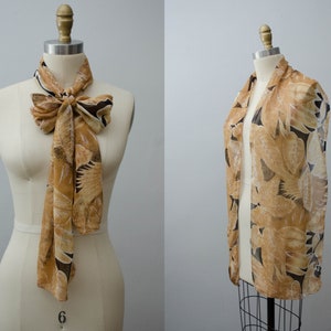 long brown scarf | leaf pattern scarf