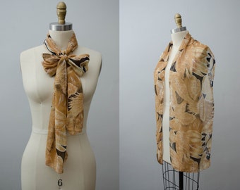 long brown scarf | leaf pattern scarf