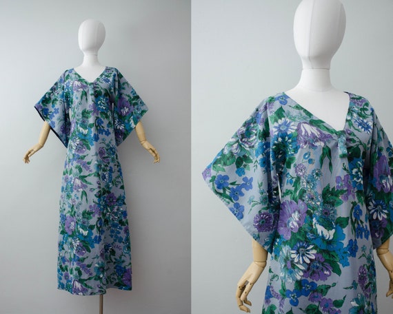 blue floral caftan | blue floral maxi dress