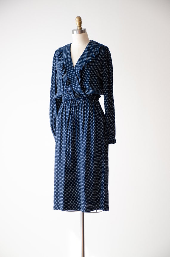 cute cottagecore dress | 70s vintage navy blue po… - image 4