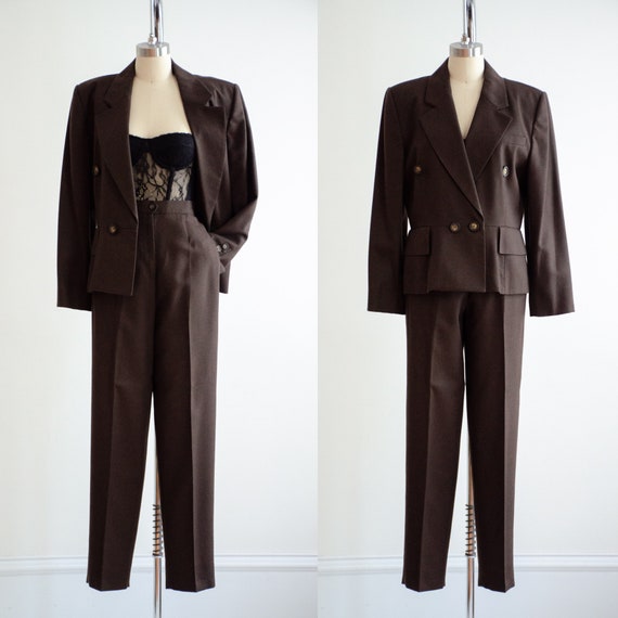 brown wool suit 90s vintage Harvé Benard wool pant