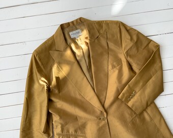 VTG Emanual Ungaro デザイナー ゴールデン タン シルク ダーク