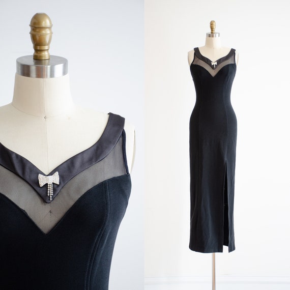 long black dress 90s designer vintage Lillie Rubi… - image 1