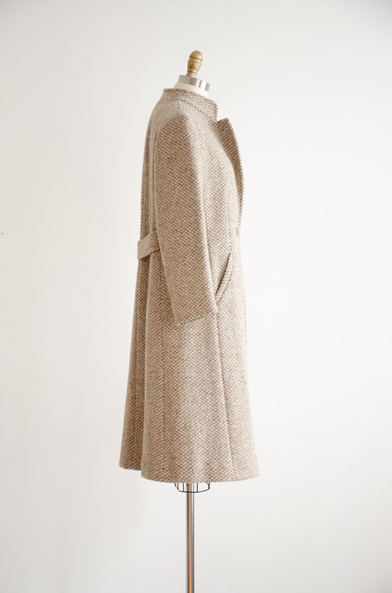 Vintage 80s 90s Red Cream Tapestry Folk Wool Coat Heart Butttons 14 16 18