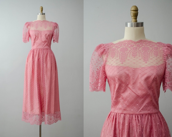 pink lace dress | pink maxi dress | pink vintage d