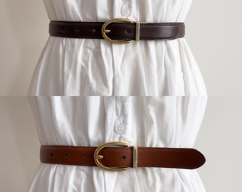 brown leather belt 90s vintage Ralph Lauren reversible belt