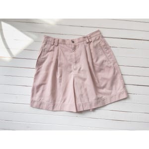high waisted shorts vtgpastel pink cotton khaki pleated trouser shorts