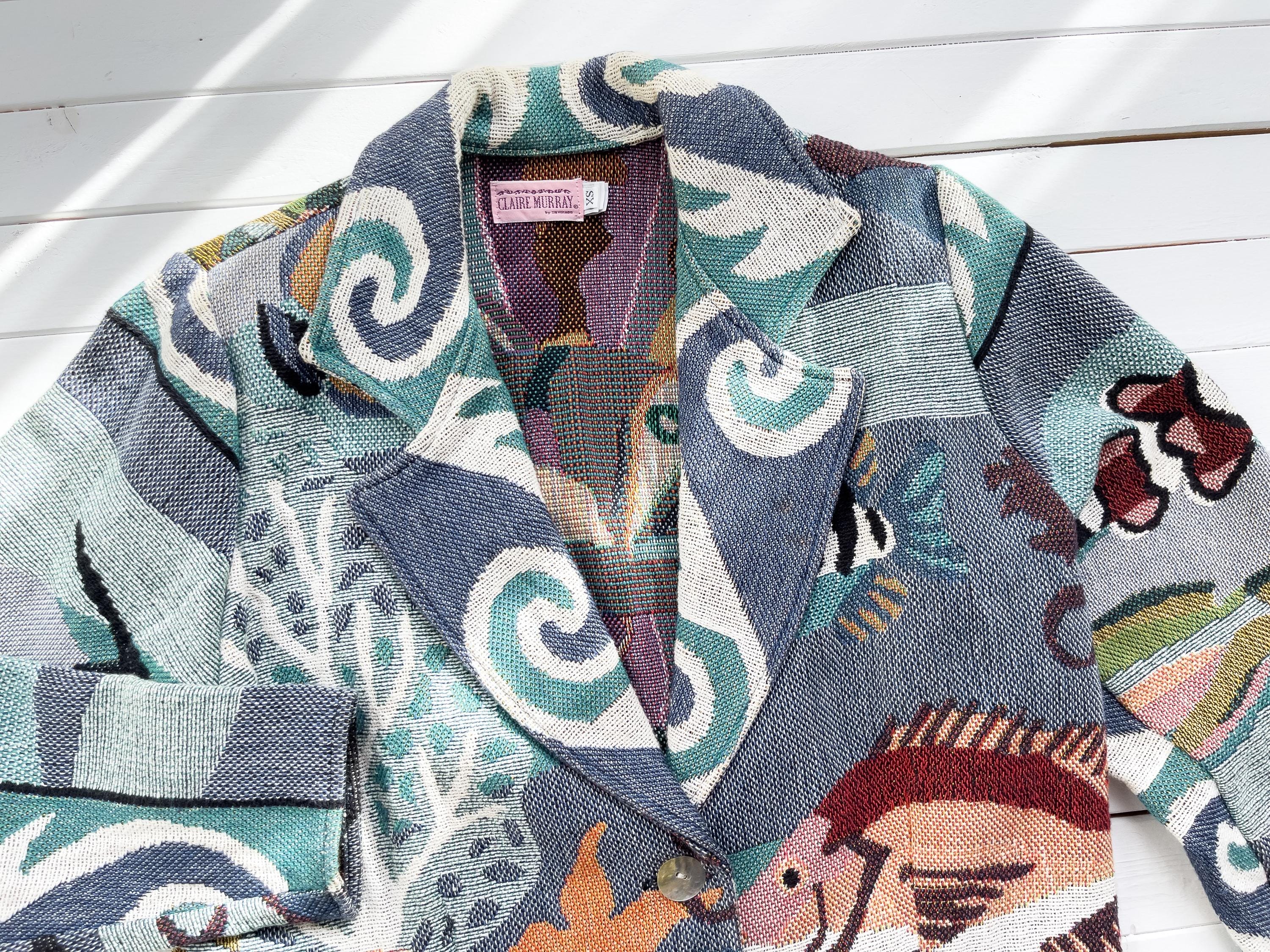 ジャケット・アウター vintage tropical wool jacket Vintage Jack Winter Tropical Theme Casual Lounge Coat Jacket