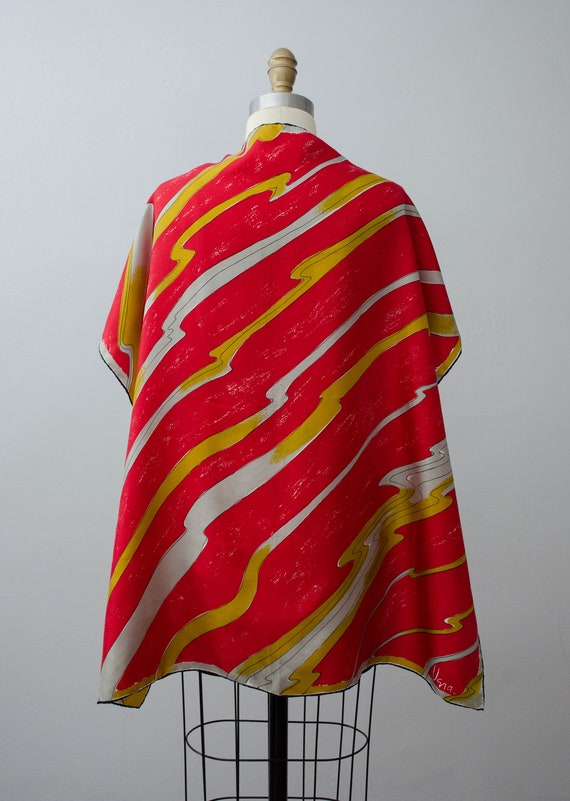 large square silk scarf | red Vera scarf | red si… - image 2