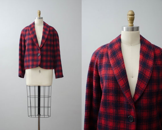plaid wool jacket | red plaid jacket | Peabody Hou