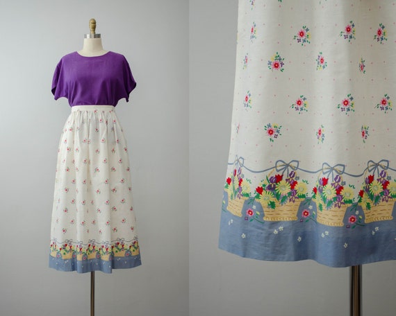 white flower basket midi skirt | floral midi skirt