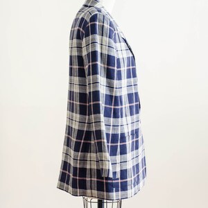 navy blue plaid jacket linen plaid blazer image 7