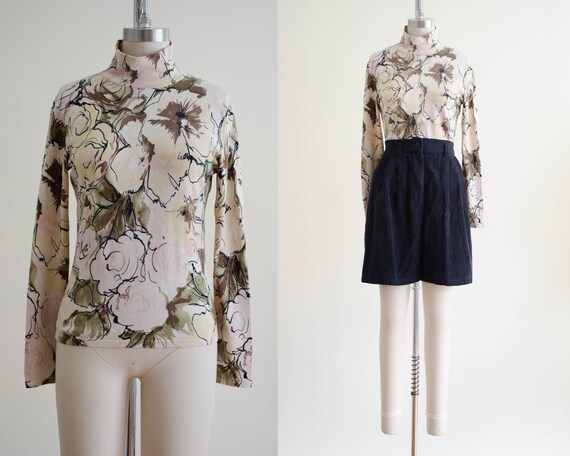romantic floral turtleneck | silk turtleneck
