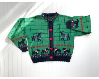 Cardigan Vintage Bryn Connelly Vert Moyen - Taille M - Acrylique - Occasion Très Bon État