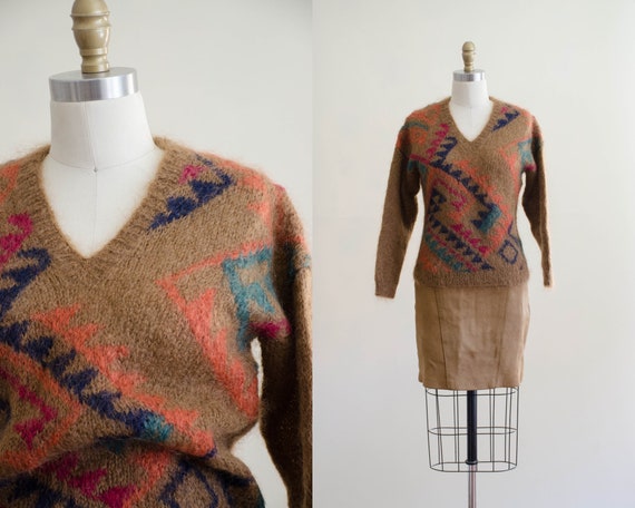 brown mohair sweater | fuzzy brown sweater