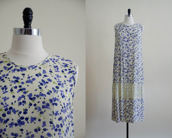 yellow and blue floral dress | oversized maxi dres
