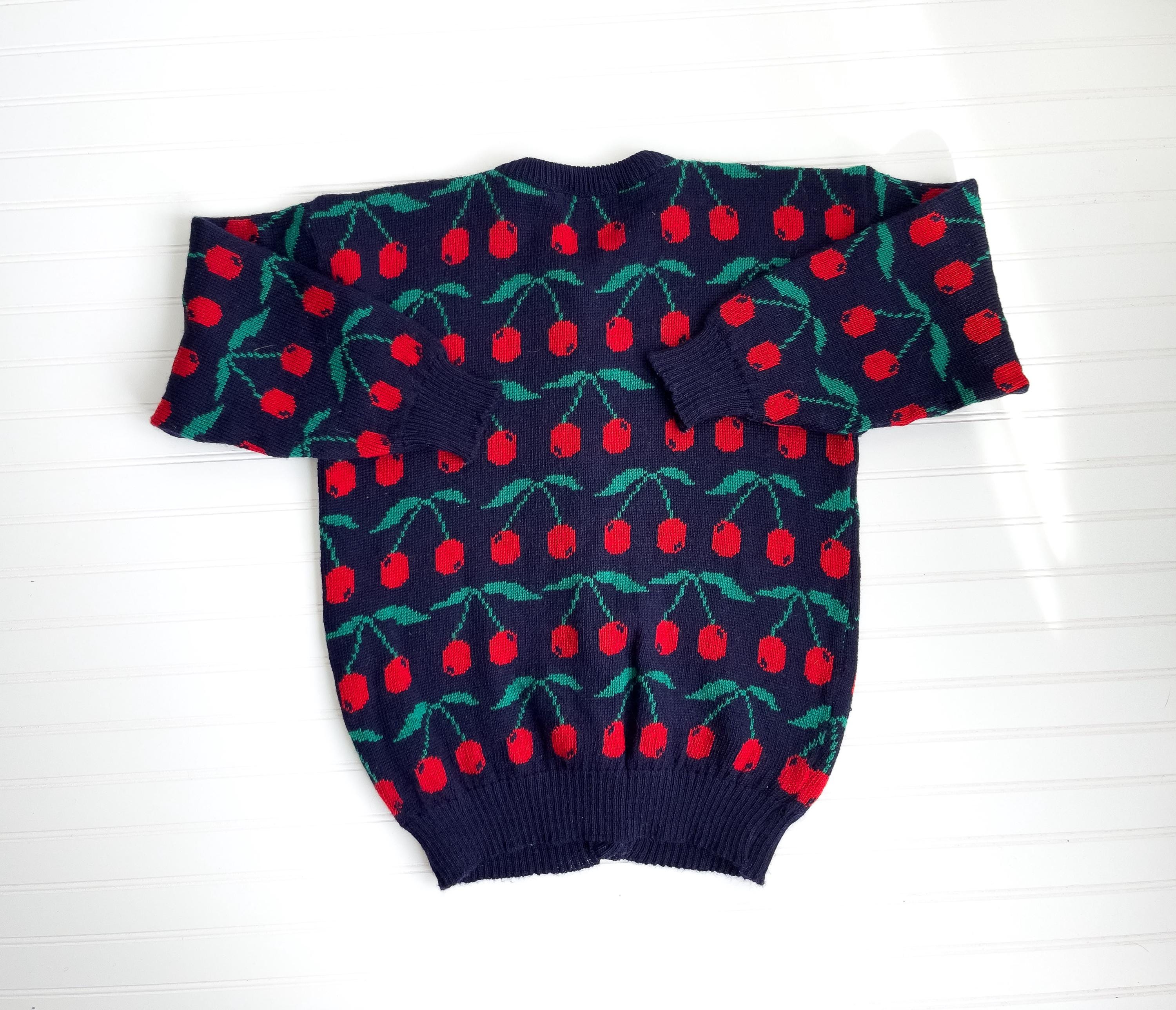 【2plan】Ruffle vintage damage knit Toddler Girls Pretty Sweater With All Over Pattern and