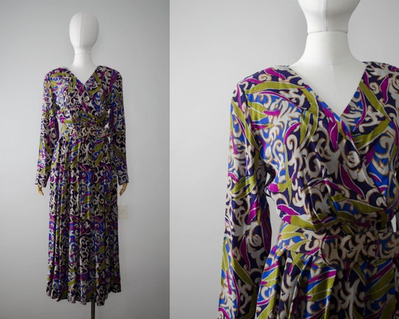 long sleeve dress | Oleg Cassini maxi dress | rayo