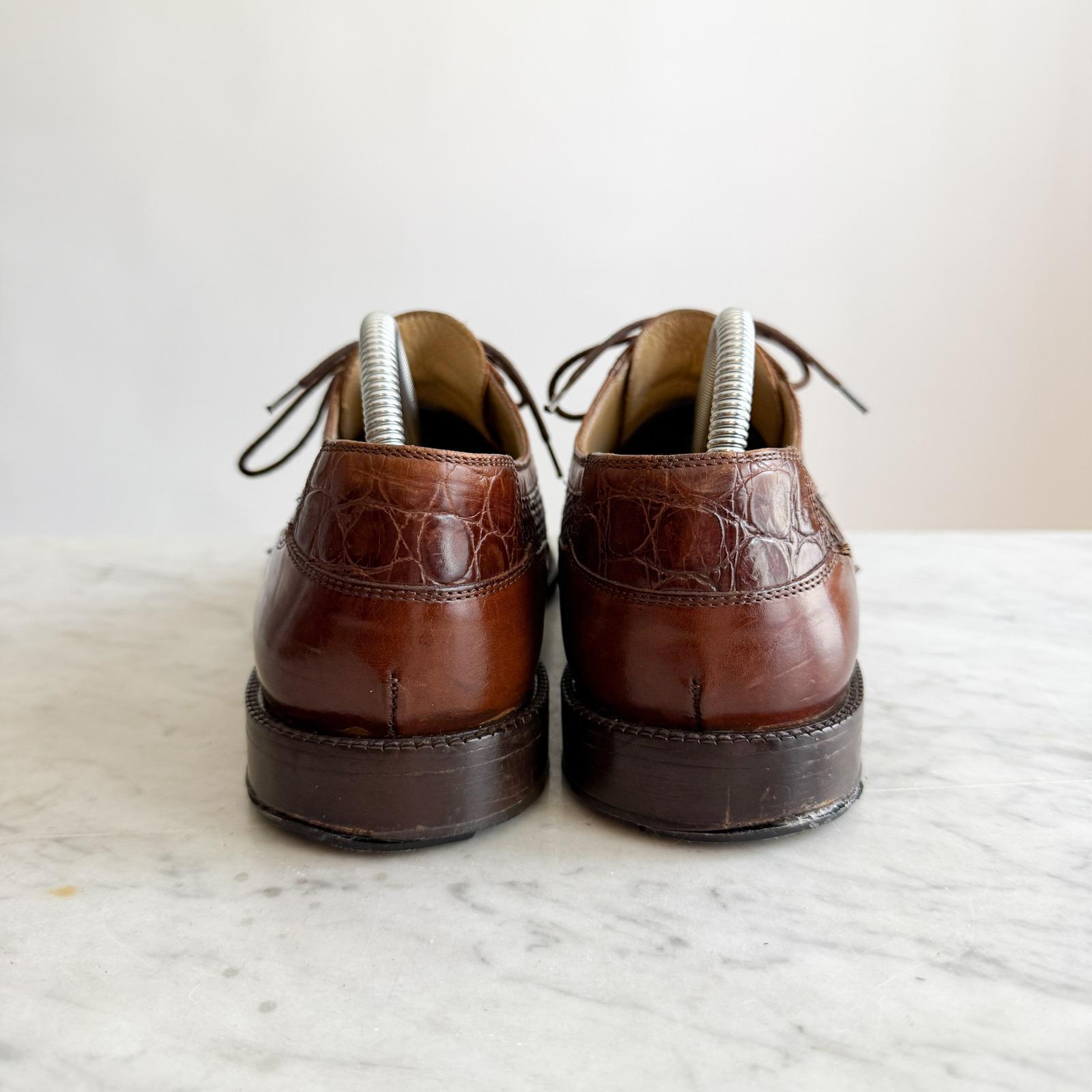 Johnston & Murphy Vtg Brown Woven Leather Oxford Shoes, Mens 
