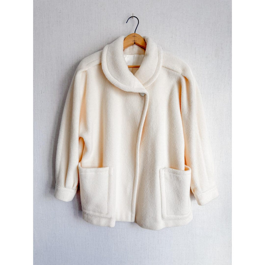 Vintage Jill Jr Forstmann Wool Mohair Cream Shawl Collar Coat off White ...
