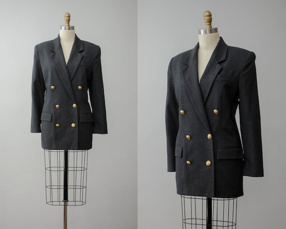 charcoal wool blazer | double breasted blazer