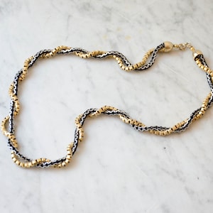 layered chain necklace | twisted box chain necklace