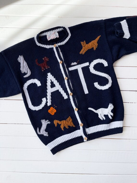 embroidered cat sweater 90s vintage Cotton Salsa … - image 3