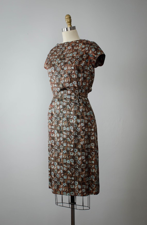 1950s dress | brown wiggle dress - image 4