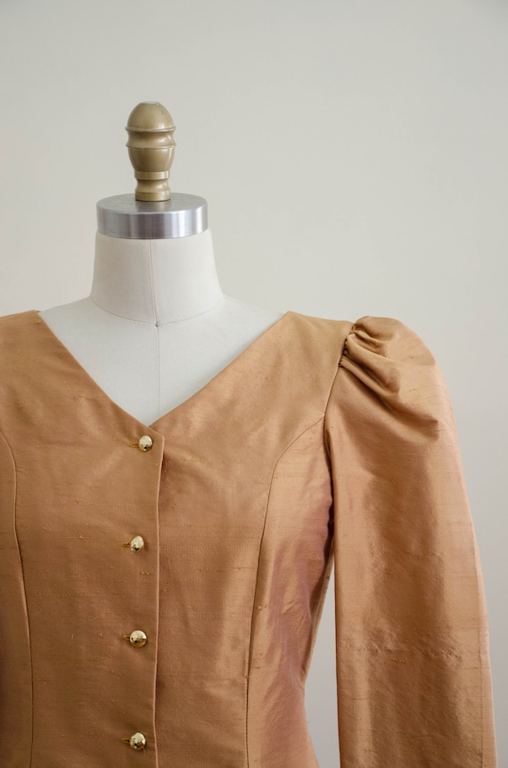 gold puff sleeve jacket | gold blouse - image 2