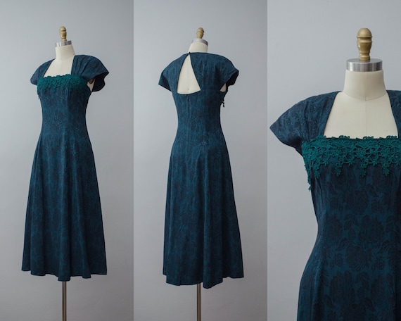 green brocade midi dress | floral brocade dress