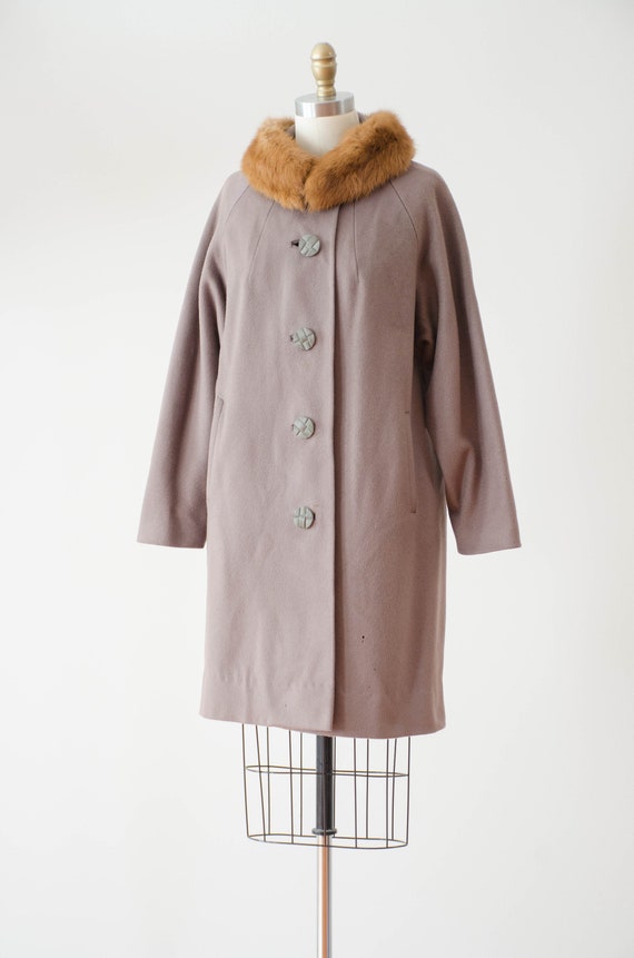 brown wool cashmere coat | 50s 60s vintage taupe … - image 8